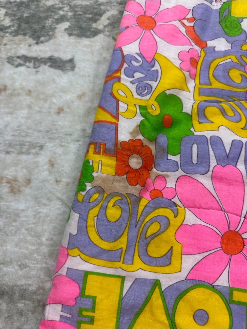 Vintage Groovy Floral Sleeping Bag Flower Power LOVE Pink Retro 60s